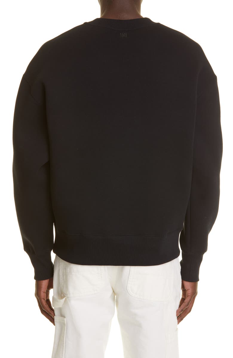 AMI Paris Mattiussi Lace Logo Stretch Cotton Sweatshirt, Alternate, color, Fleece Black