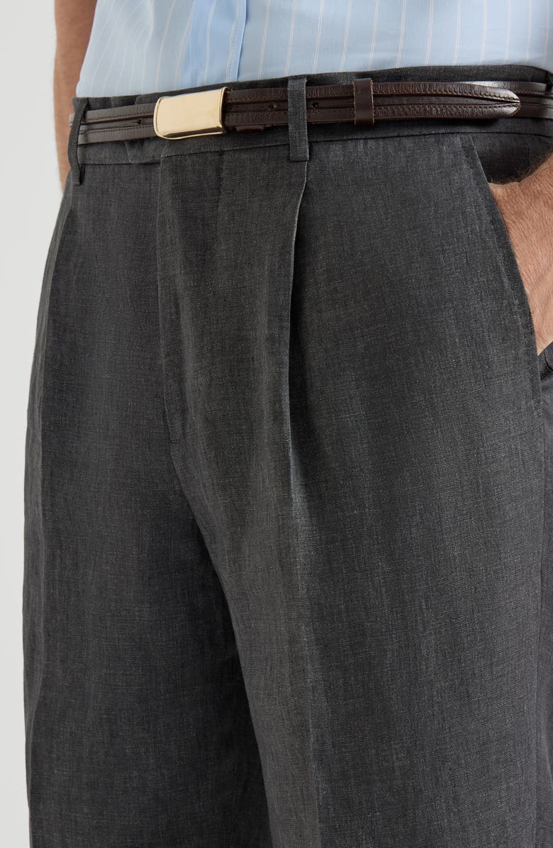 Brunello Cucinelli Délavé linen trousers, Alternate, color, Anthracite