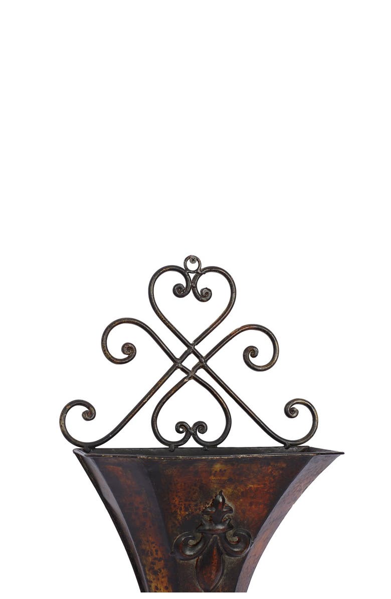 SONOMA SAGE HOME Brown Metal Indoor Outdoor Hanging Scroll Wall Planter - Set of 2, Main, color,