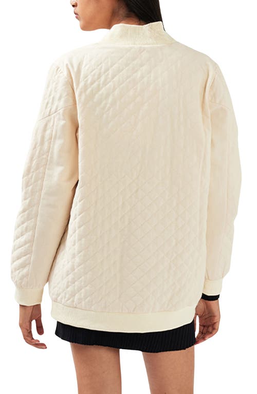 Belle & Bloom Over It Oversize Quilted Bomber Jacket In White
