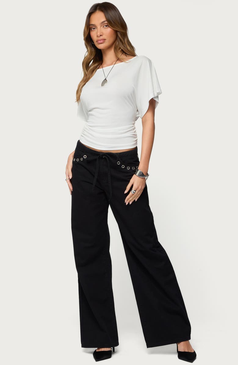 EDIKTED Grommet Low Rise Wide Leg Jeans, Alternate, color, 