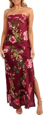 Petal & Pup Bryden Strapless Satin Maxi Dress