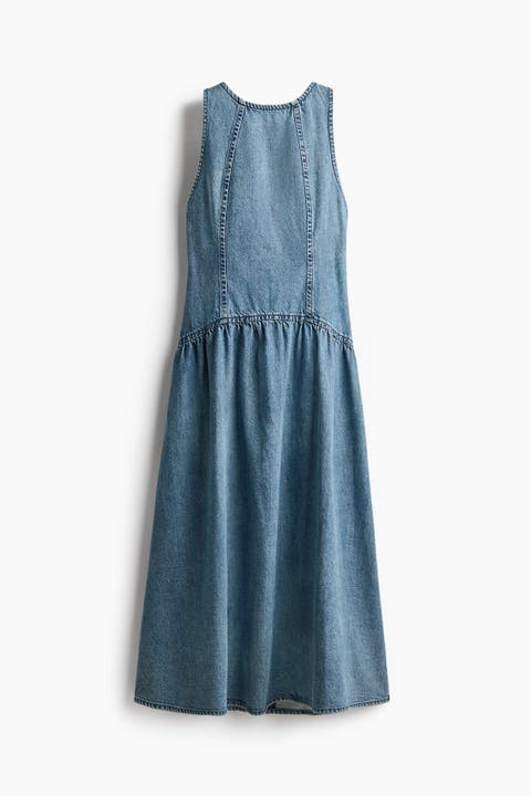 Flared-skirt Denim Dress