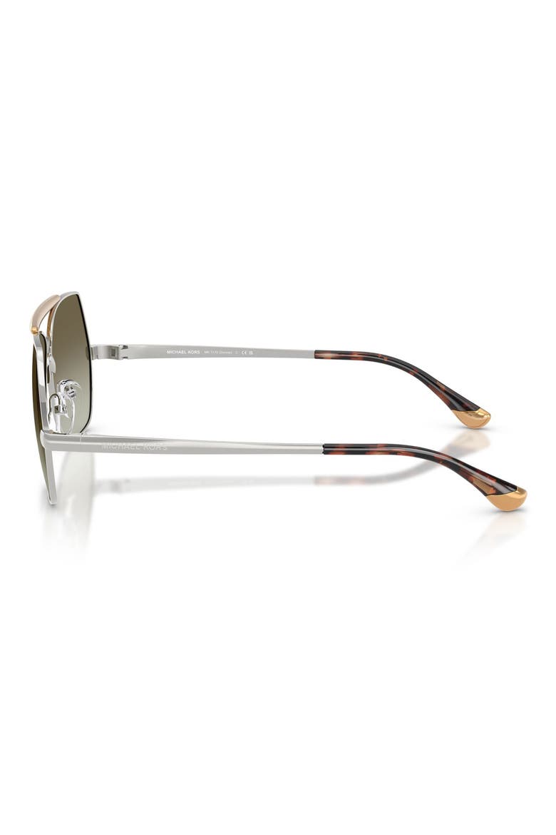 Denver 58mm Pilot Sunglasses, Alternate, color, SHINY SILVER / GREEN