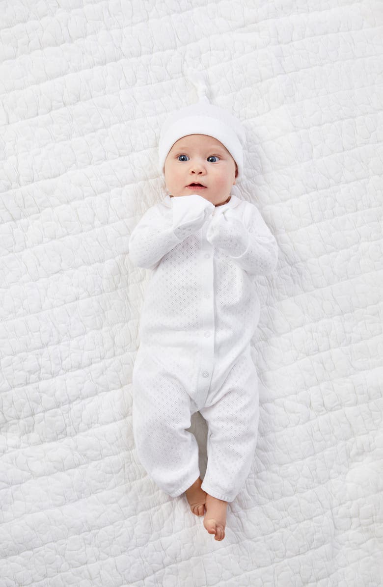 Eileen West Organic Cotton Maternity/Nursing Chemise, Baby Romper, Baby Hat & Swaddle Gift Set, Alternate, color,