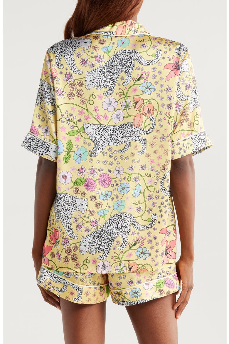 Snow Leopard Satin Short Pajamas, Alternate, color, YELLOW