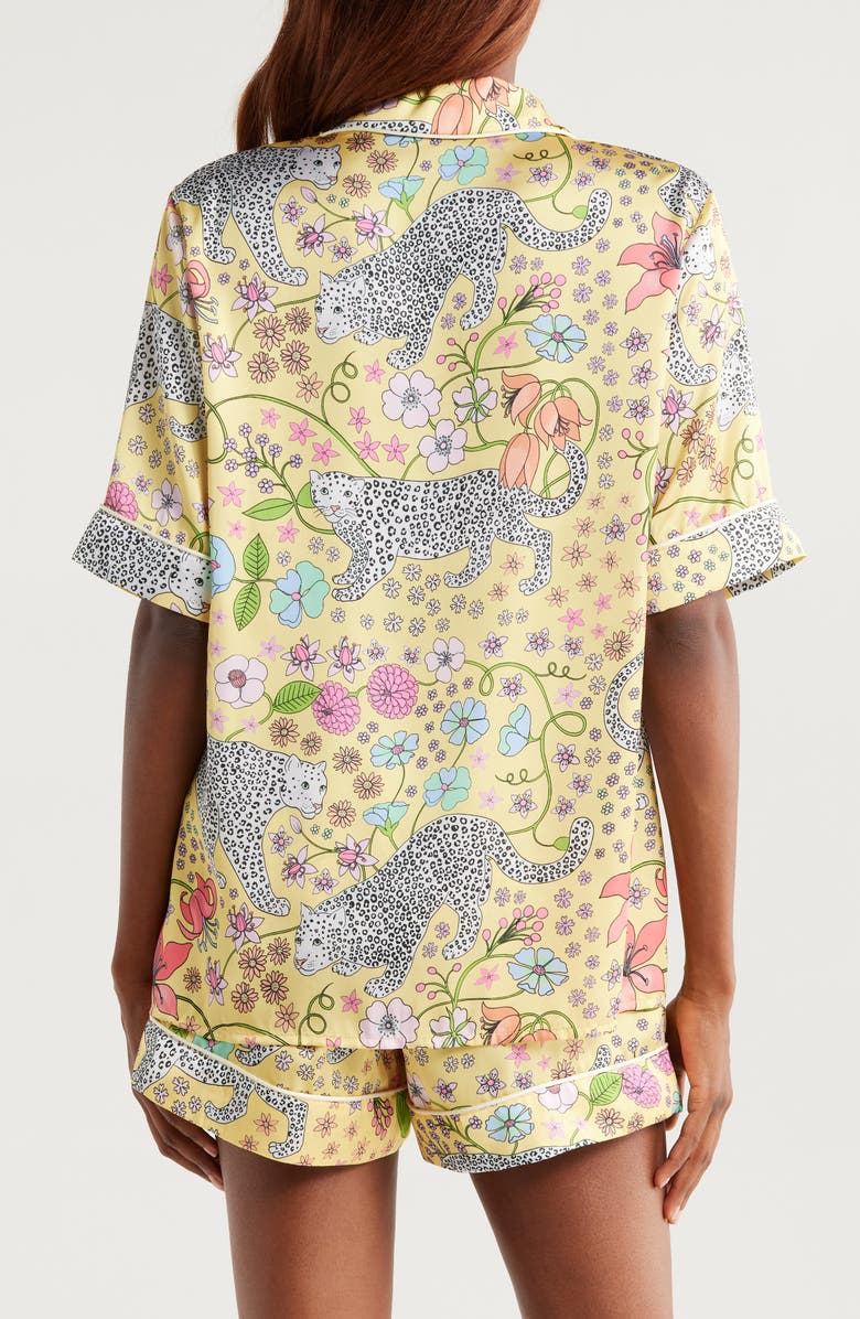 Karen Mabon Snow Leopard Satin Short Pajamas, Alternate, color,