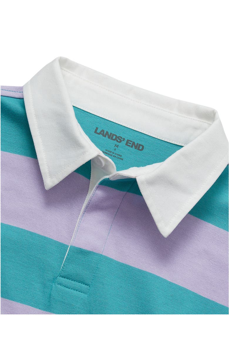 Lands' End Girls Long Sleeve Stripe Rugby Shirt, Alternate, color, Pastel Lilac/Green Stripe