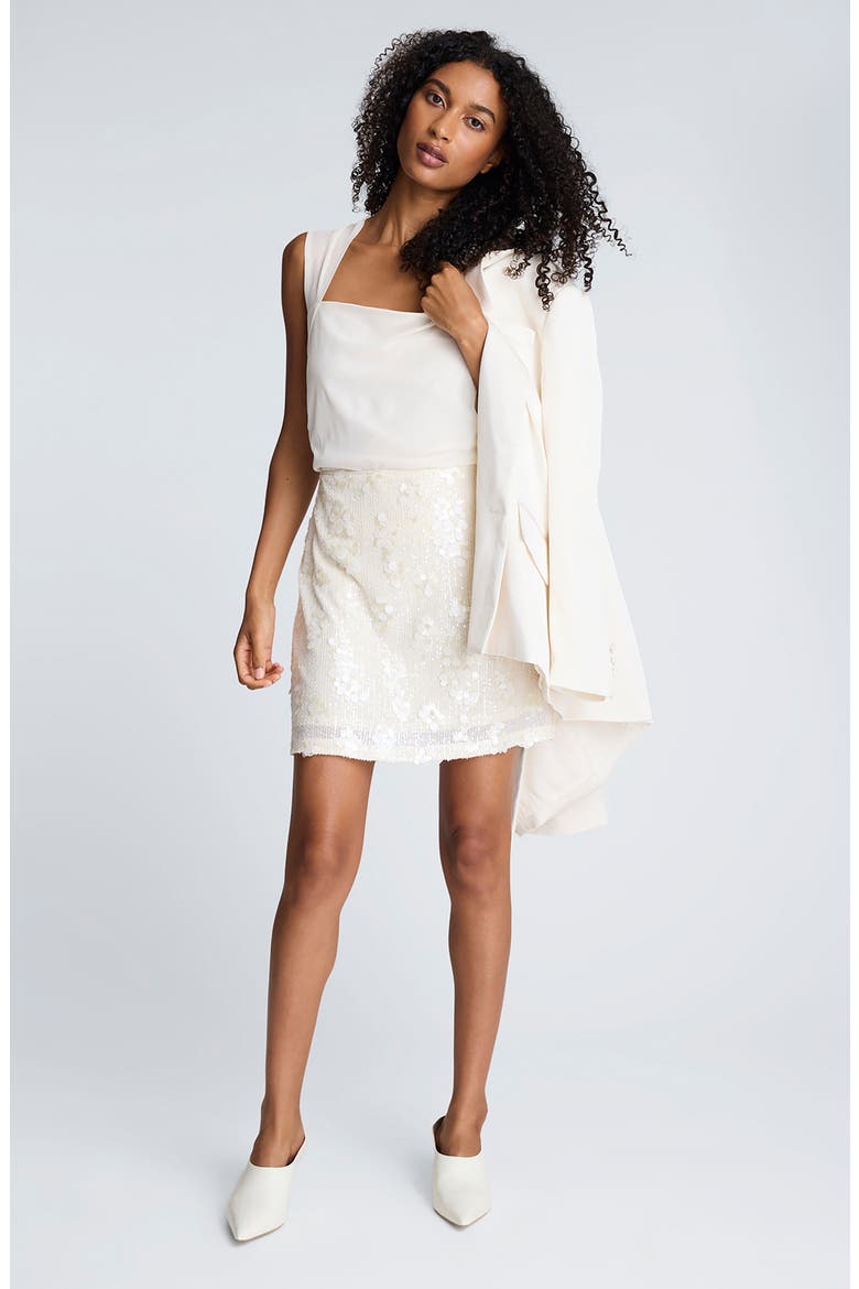 Ruched Square Neck Mesh Top, Alternate, color, OYSTER