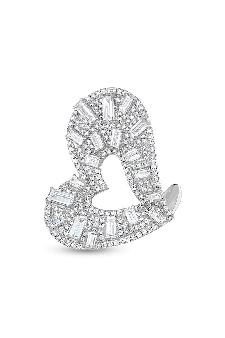 18K Gold Gatsby Diamond Baguette Heart Statement Ring (Online Trunk Show), Main, color, 18K WHITE GOLD