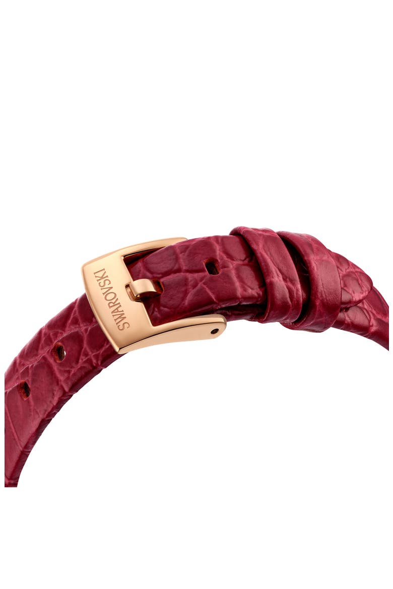 Dextera Mother-of-Pearl Leather Strap Watch, 32mm x 23mm, Alternate, color, RED