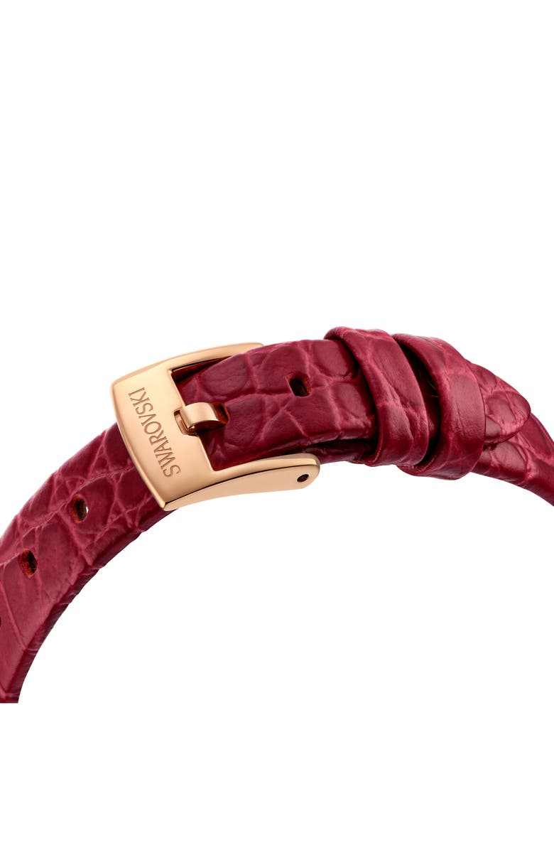 Swarovski Dextera Mother-of-Pearl Leather Strap Watch, 32mm x 23mm, Alternate, color, Red