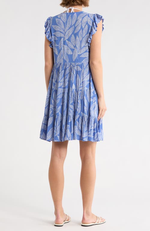 Elan Ruffle Tiered Cover-up Dress In Blue