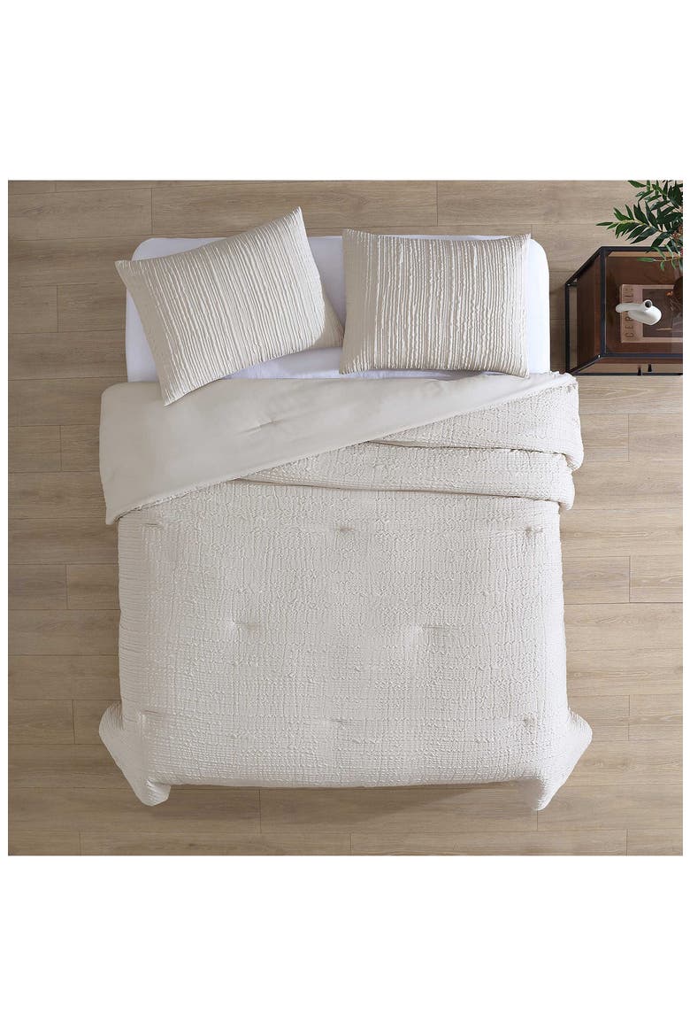 Serenity Wavy Lines Embossed Comforter Set, Alternate, color, LIGHT BEIGE
