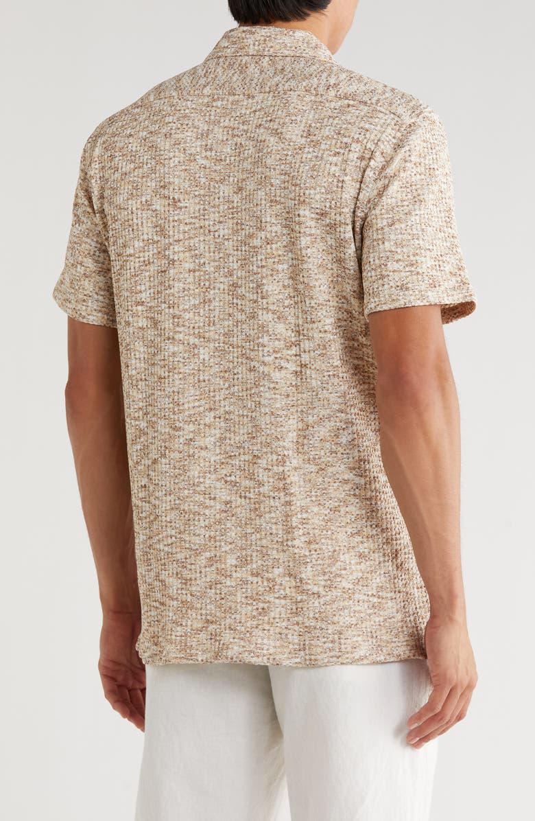 T.R. PREMIUM Mélange Short Sleeve Button-Up Shirt, Alternate, color, Tan