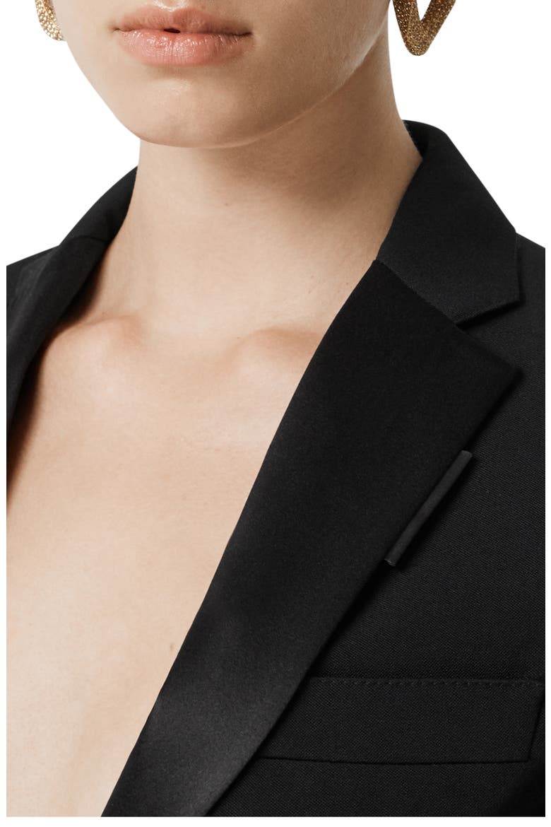 Otelia Satin Trim Wool Tuxedo Jacket, Alternate, color, BLACK