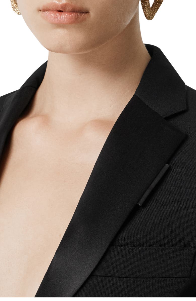 Burberry Otelia Satin Trim Wool Tuxedo Jacket, Alternate, color, 