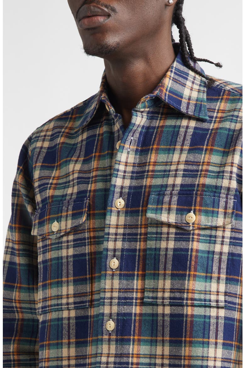 Relaxed Check Button-Up Shirt, Alternate, color, INDIGO