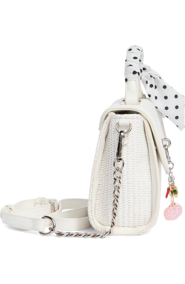 Madden Girl Scarf & Fruit Charm Straw Handbag, Alternate, color, White