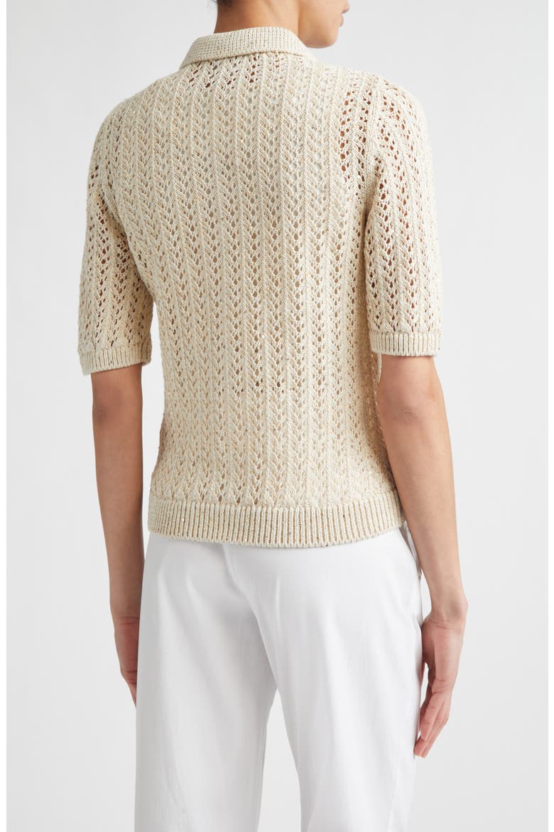 Open Stitch Cotton & Linen Blend Polo, Alternate, color, 00 IVORY