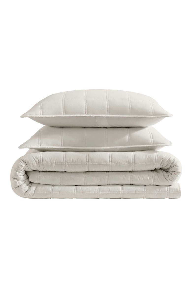 Stonewashed Solid Quilt & Sham Set, Main, color, LIGHT BEIGE