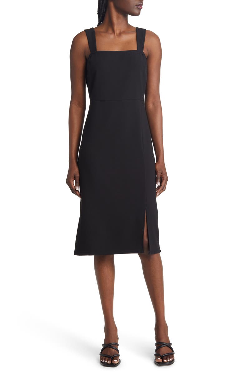 Chelsea28 Square Neck Side Slit Dress, Main, color,