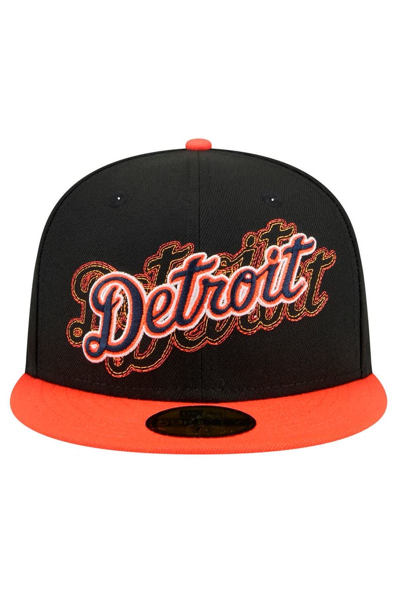 Men's New Era Black Detroit Tigers Shadow Stitch 59FIFTY Fitted Hat, Alternate, color, Black
