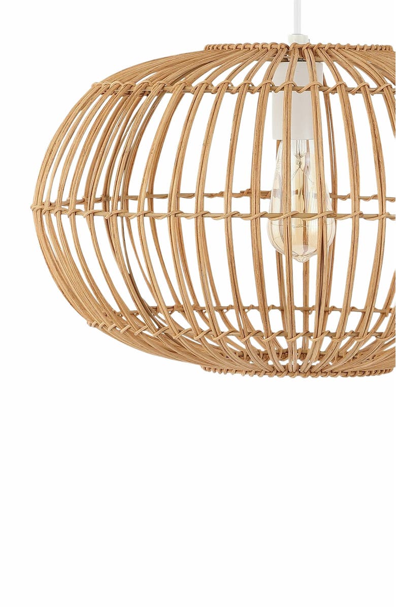 JONATHAN Y Leo 1-Light Farmhouse Coastal Rattan 180" Cord Plug-In or Hardwired LED Pendant, Alternate, color, 