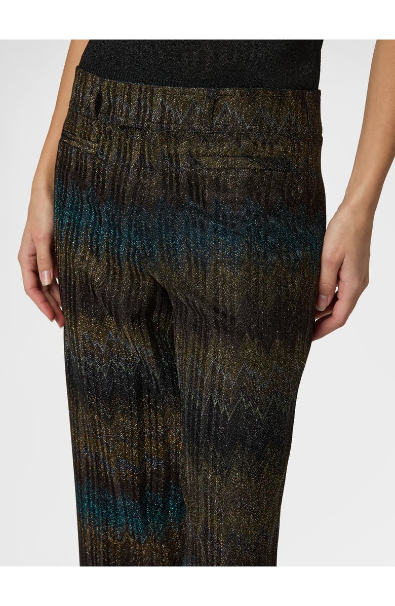 Missoni Flared Trousers In Viscose Lamé Snake Motif, Alternate, color, Green& Brown