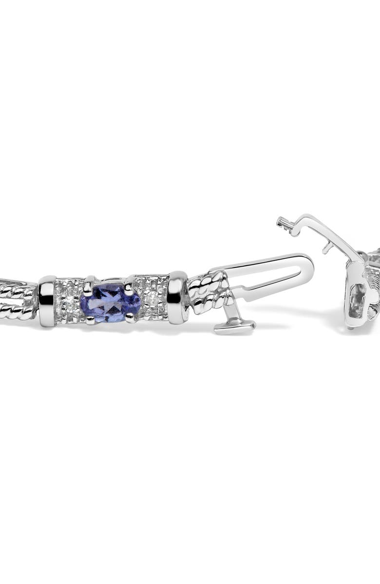 Haus of Brilliance 14K Gold Tanzanite & Diamond Accent Cord Style Link Bracelet, Alternate, color, White