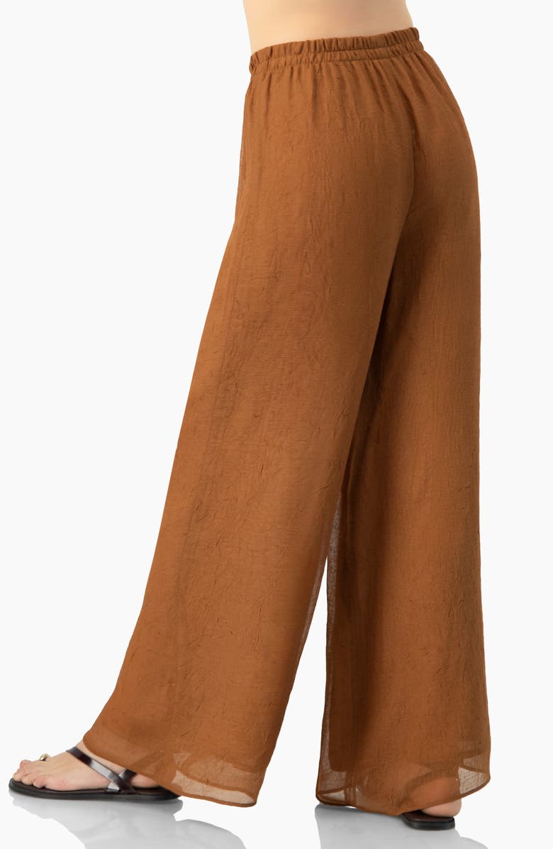 IVONNE Airy Wide-Leg Elastic Waist Pants, Alternate, color, Brown