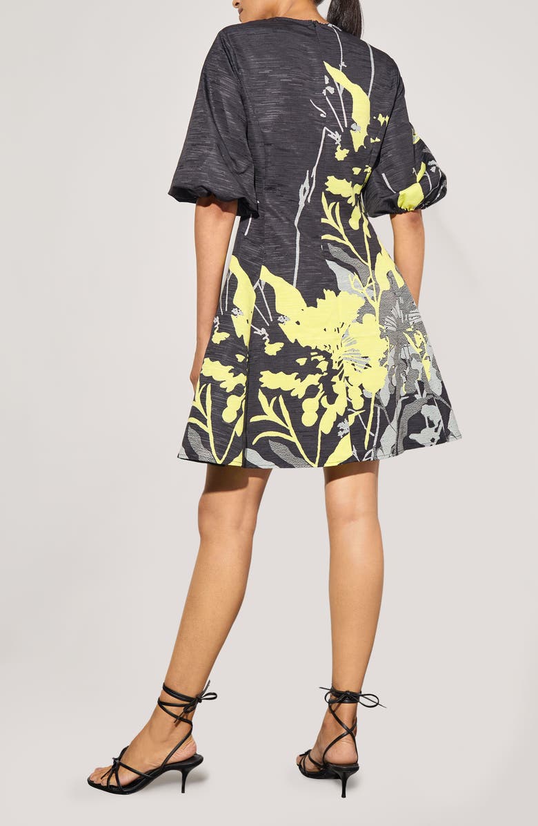 Ming Wang Modern Fit Shantung Metallic Minidress, Alternate, color, Lemon/ Mink/ Lunar Rock/ Black