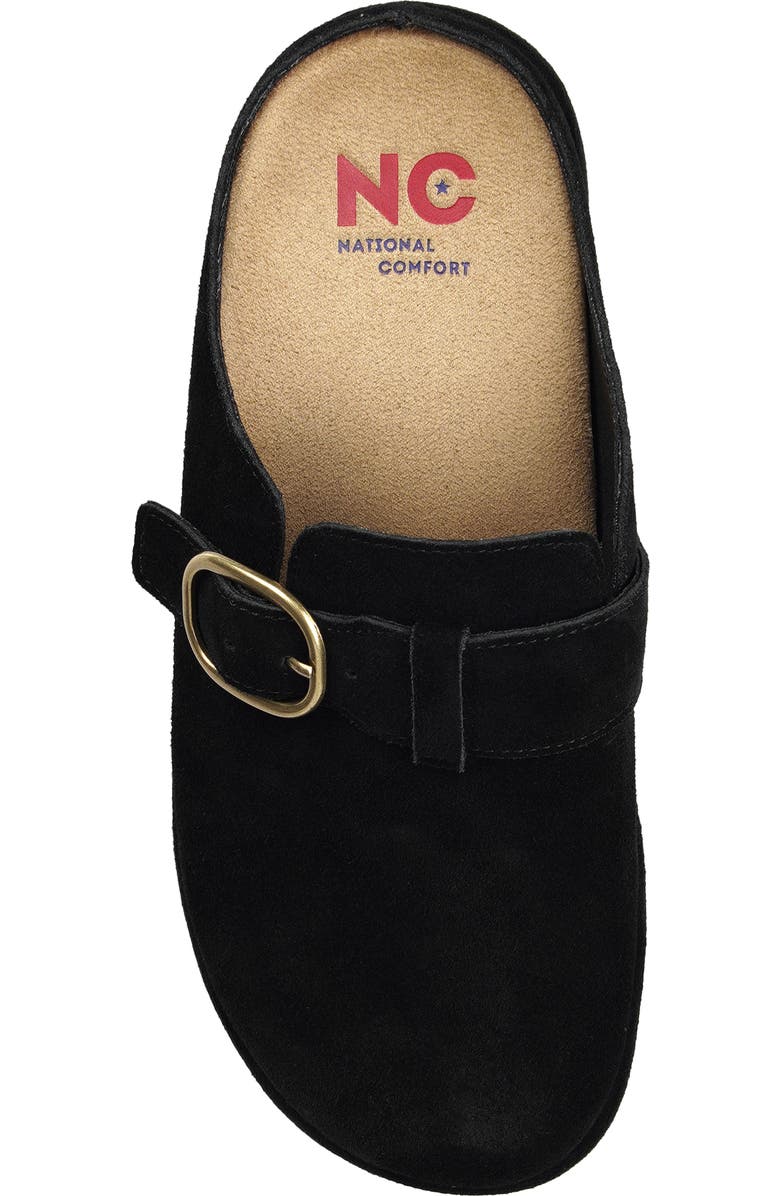 National Comfort Buckle Strap Clog, Alternate, color, Black Suede