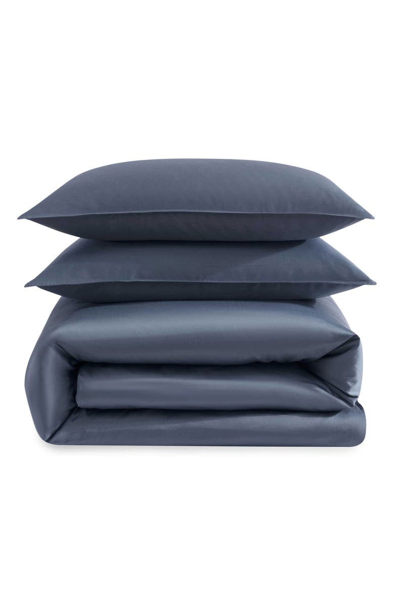 Calvin Klein Organic Earth Cotton Sateen Duvet Cover & Shams Set, Main, color, Dark Blue