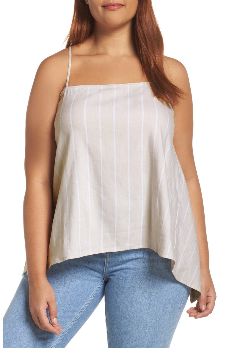 Button Back Camisole, Alternate, color, BEIGE MORN RETRO STRIPE
