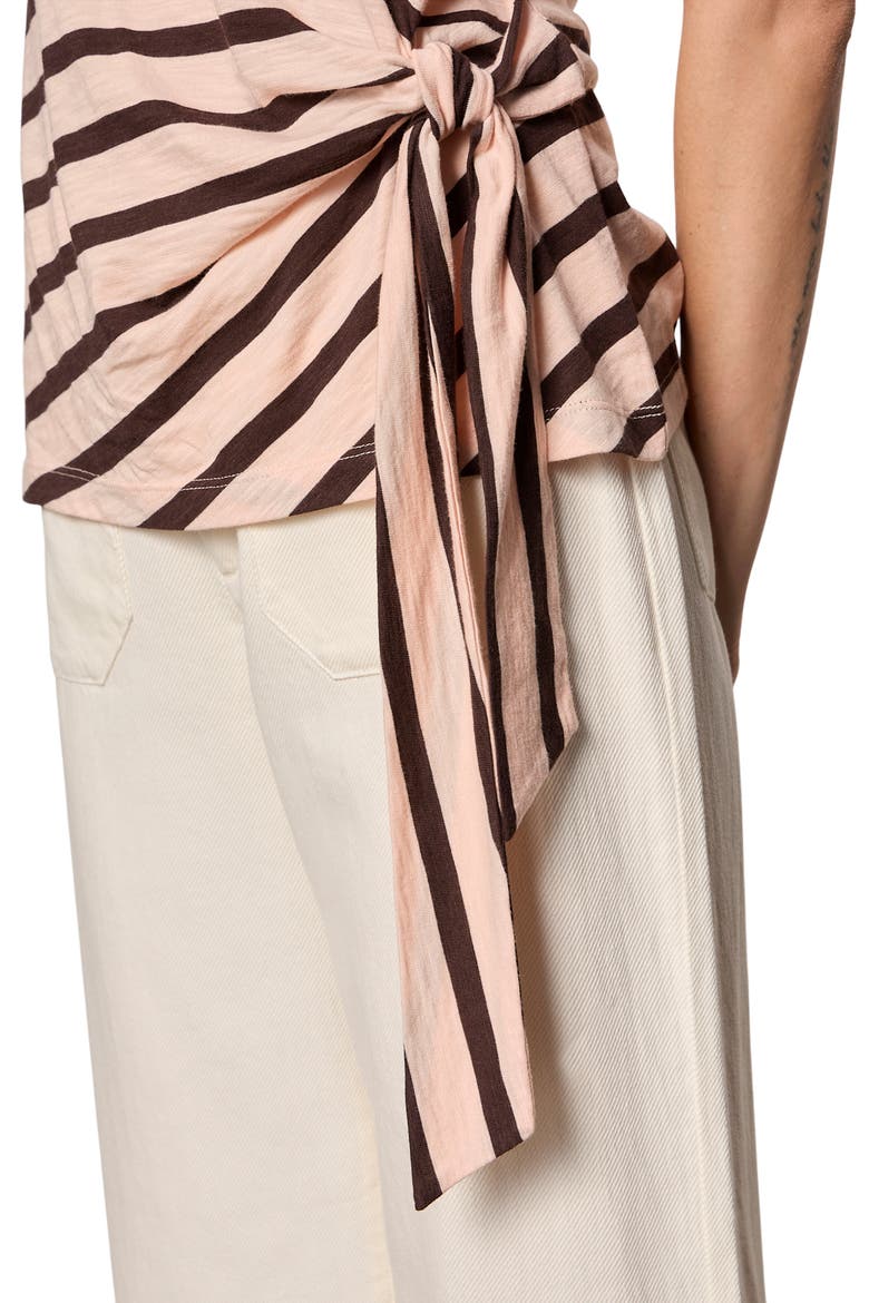 Side Tie Organic Cotton Blend T-Shirt, Alternate, color, BLEACHED PINK/ RICH SOIL