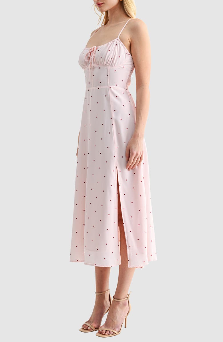 All in Favor Corset Detail Sleeveless Midi Dress, Alternate, color, Blush Burgundy