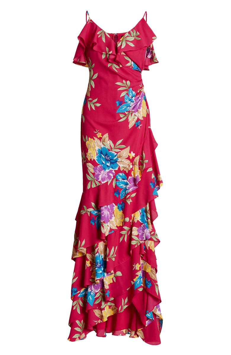 Lauren Ralph Lauren Floral Ruffle High-Low Gown, Alternate, color, 
