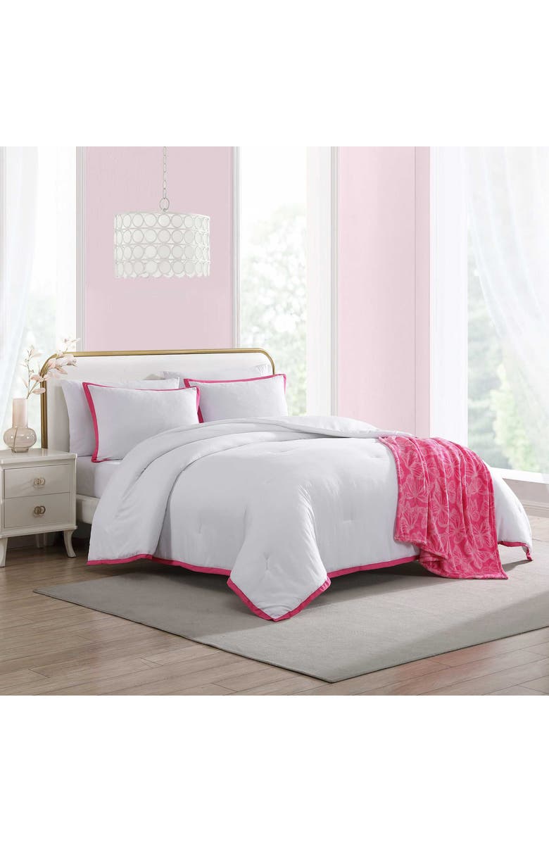 Betsey Johnson Signature Hotel Solid Comforter & Sham Set, Alternate, color, White/ Pink