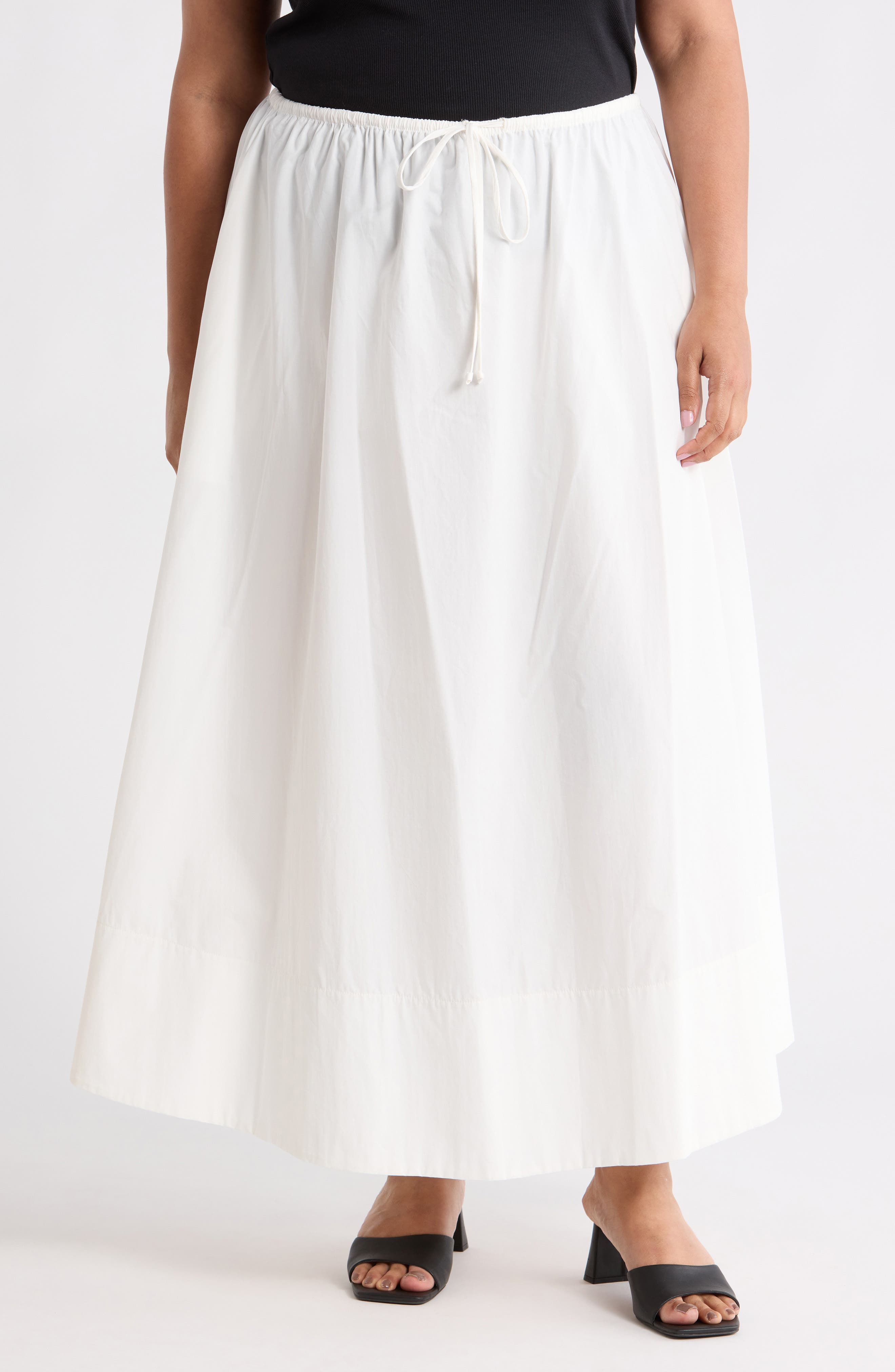 Renee C Cotton Poplin Maxi Skirt