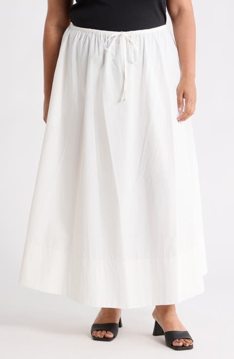 Cotton Poplin Maxi Skirt (Plus)