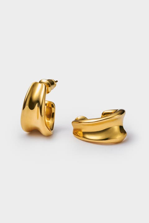 Molten Luxe Waterproof Gold Hoop Earrings