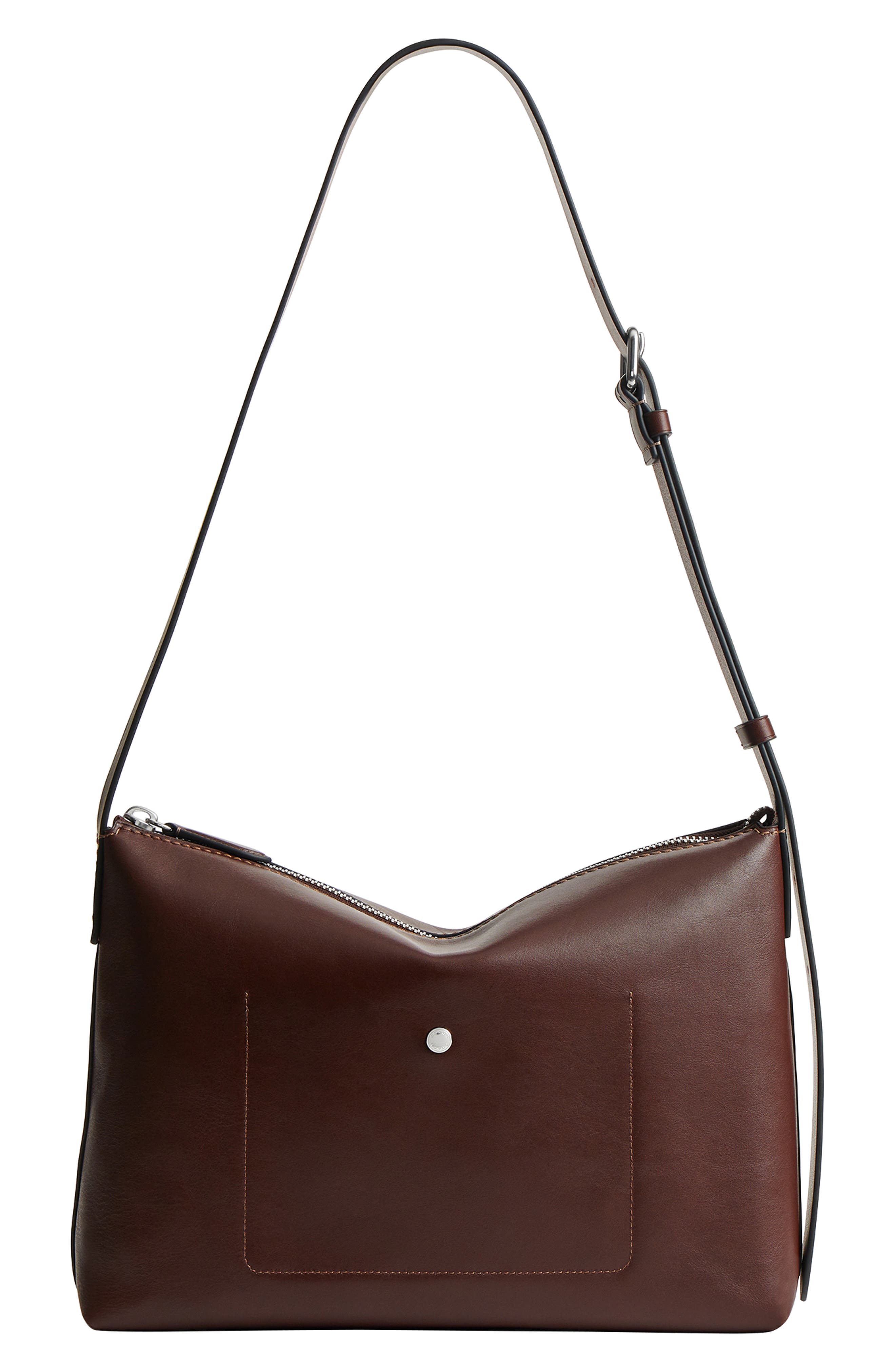 COACH Mott Leather Messenger Bag, Alternate, color, Maple