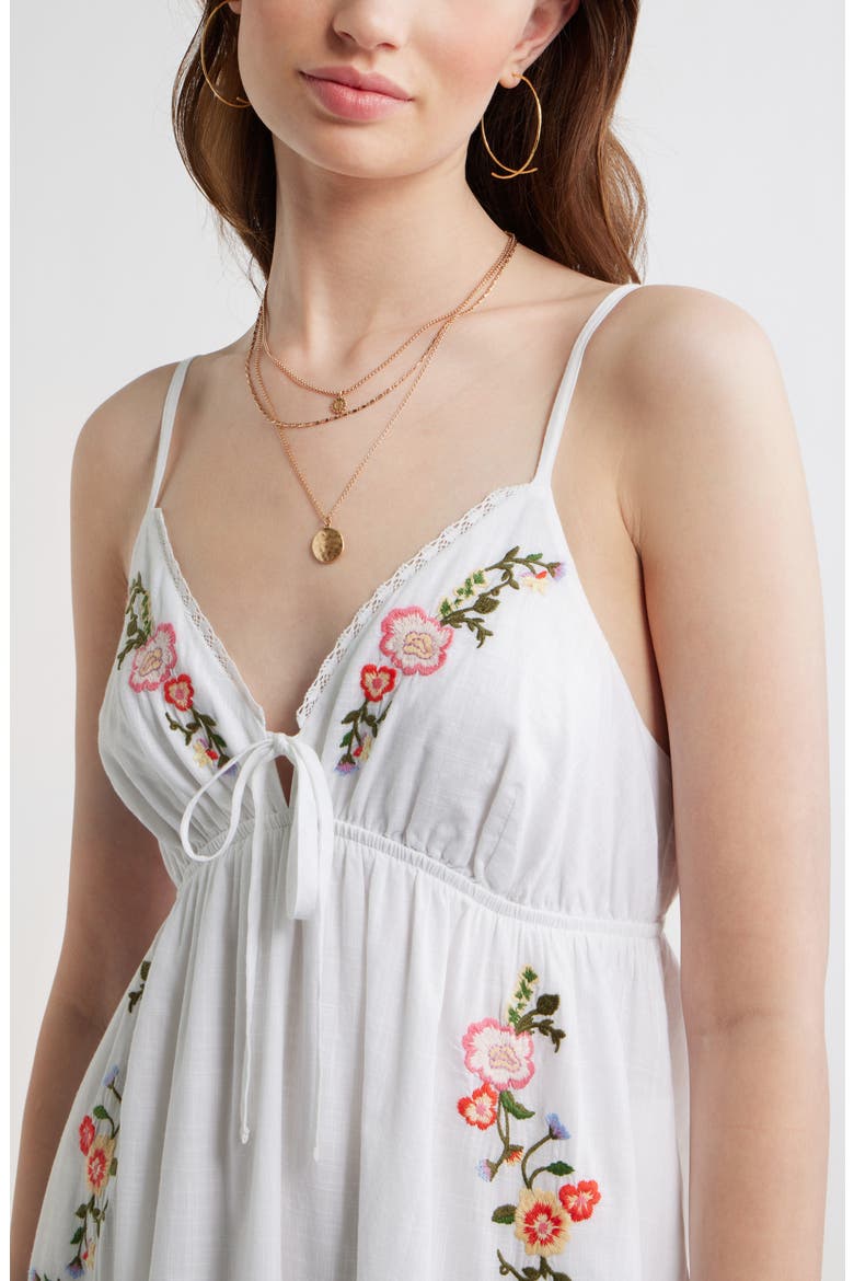 Floral Lace Trim Babydoll Maxi Dress, Alternate, color, WHITE MULTI EMB FLORAL