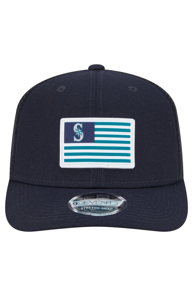 New Era Men's New Era Navy Seattle Mariners Flag 9SEVENTY Stretch-Snap Hat, Alternate, color, Navy