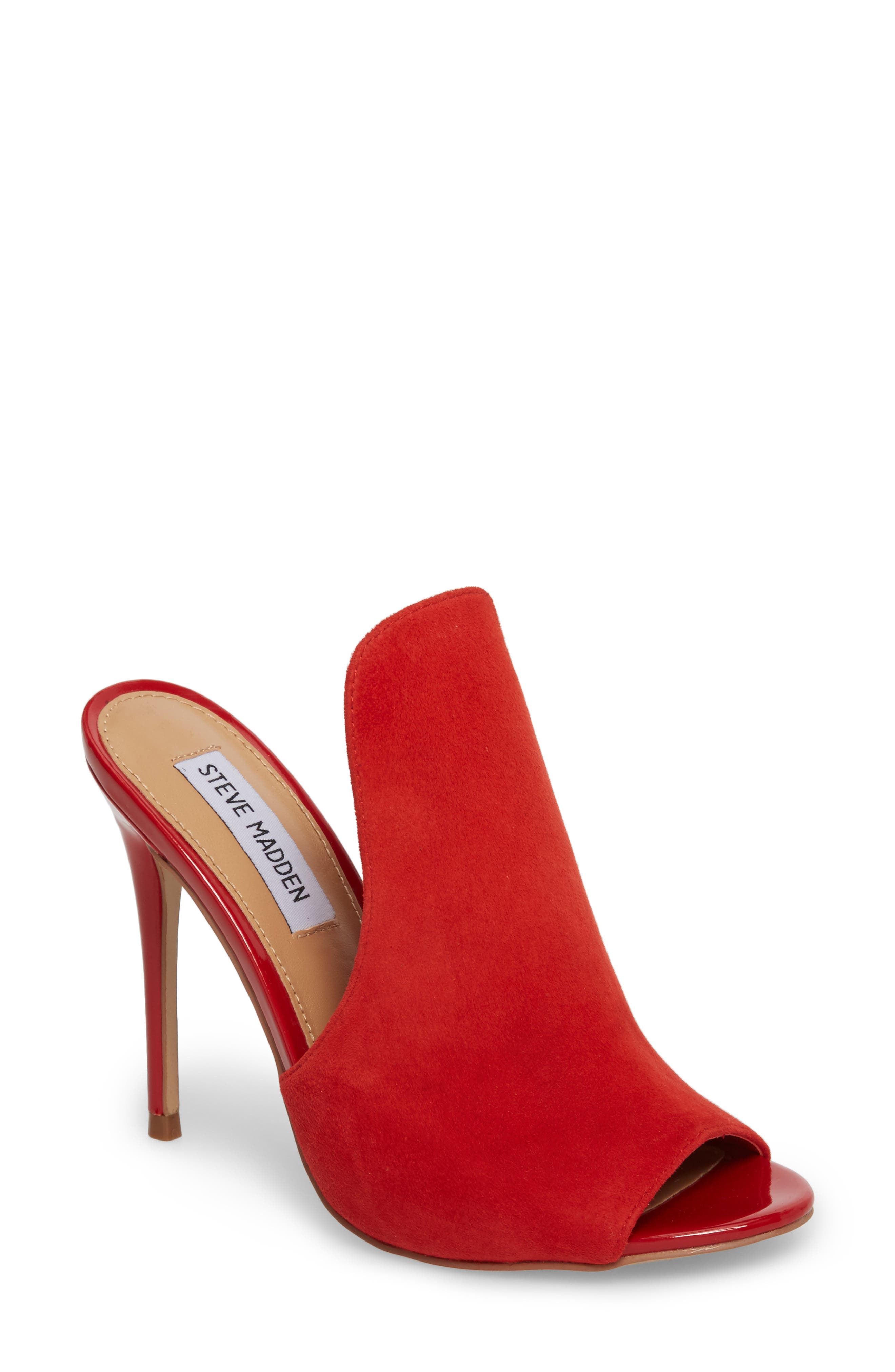 Sinful Sandal, Main, color, RED SUEDE