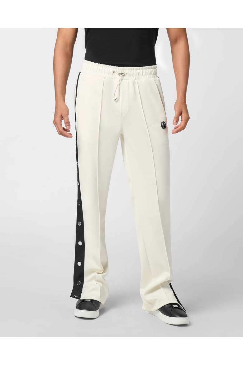 Buttoned-Up Tracksuit Trousers Plein Deluxe Signature Men, Main, color, OffWhite
