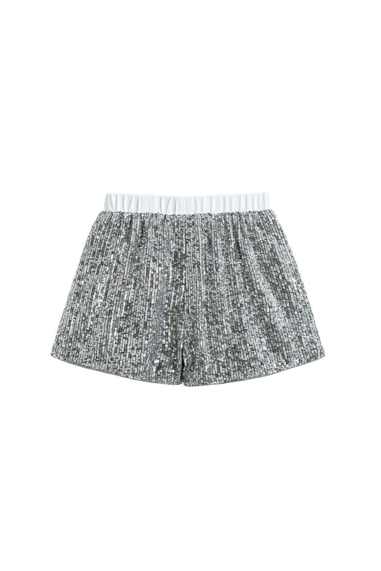 Sequin Sleeveless Shorts Set, Alternate, color, Silver