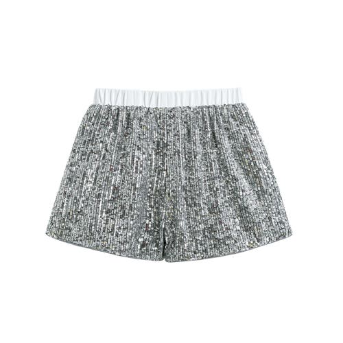 Tulleen Sequin Sleeveless Shorts Set In Gray