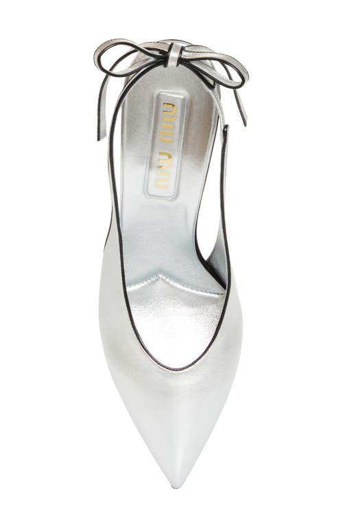 Miu Miu Pointed Toe Slingback Pump In Argento/nero